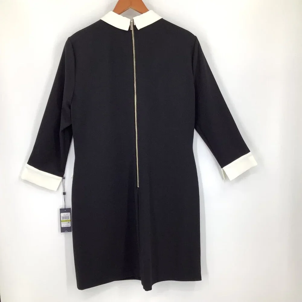 Tommy Hilfiger Women's Black White Collar Shift Dress Size 14 Pockets - Picture 5 of 8